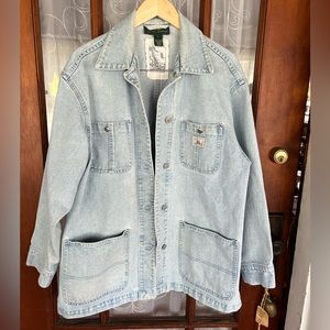 Ralph Lauren Vintage Light Wash Denim Barn Jacket Coat Perfect for Fall Weather
